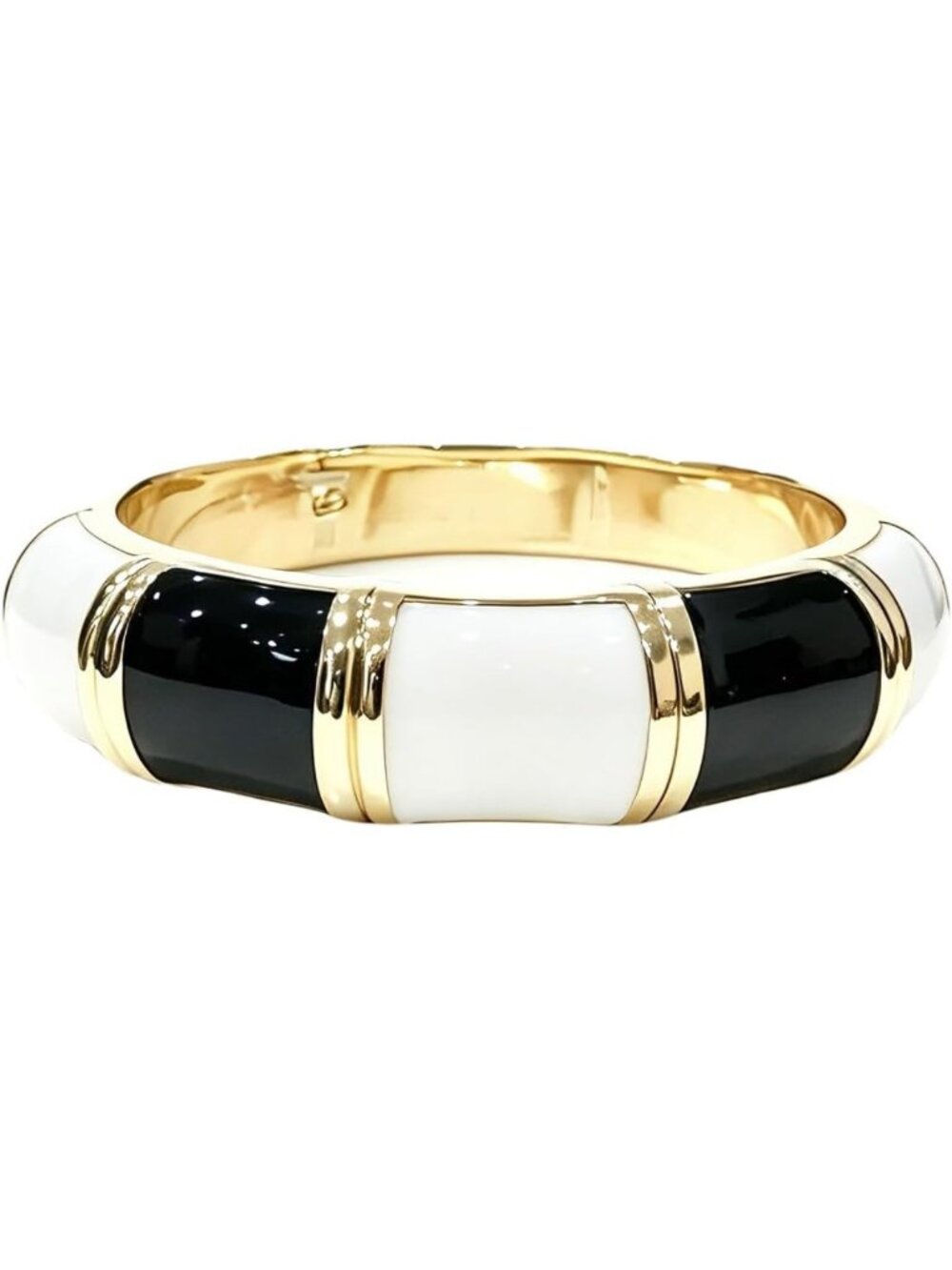Color Block 18K Gold Plated Hinged Bangle Bracelet for Women - Luxury Jewelry, 7